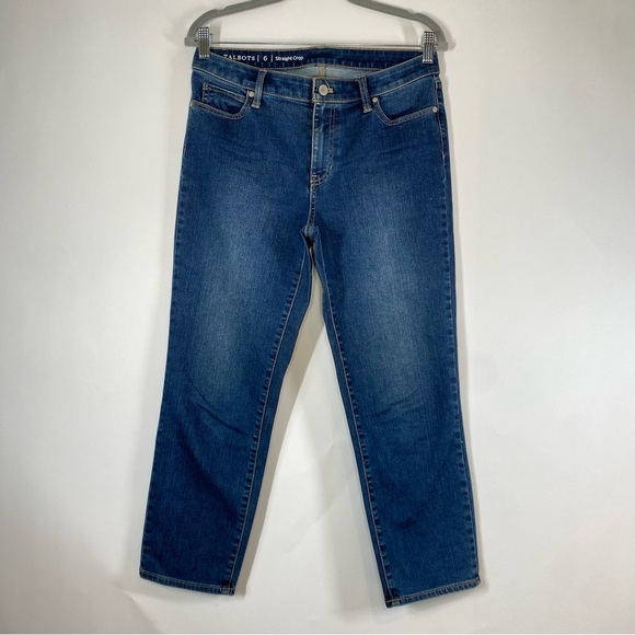 Talbots Denim - Talbots Straight Crop Denim Jeans Size 6 Blue Wash Mid Rise Casual Classic